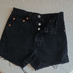 Levi's Premium Black Jean Ribcage Shorts